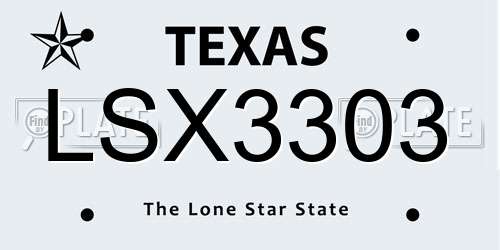 LSX3303 Texas License Plate