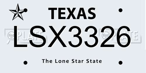LSX3326 Texas License Plate
