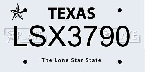 LSX3790 Texas License Plate