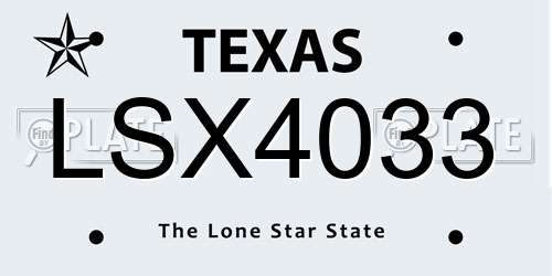 LSX4033 Texas License Plate