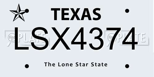 LSX4374 Texas License Plate