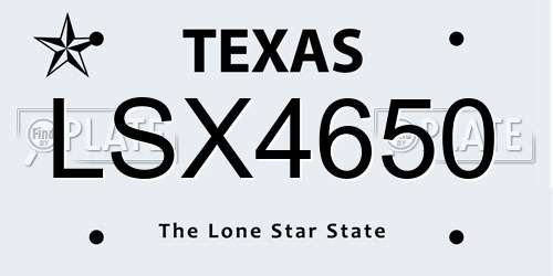 LSX4650 Texas License Plate