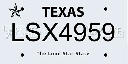 LSX4959 Texas License Plate