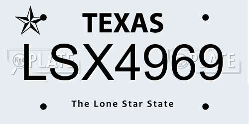 LSX4969 Texas License Plate