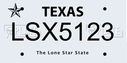 LSX5123 Texas License Plate