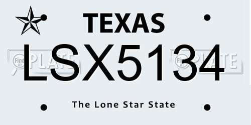 LSX5134 Texas License Plate