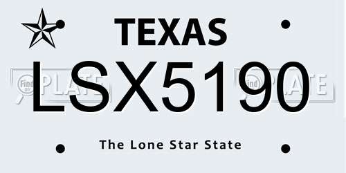 LSX5190 Texas License Plate