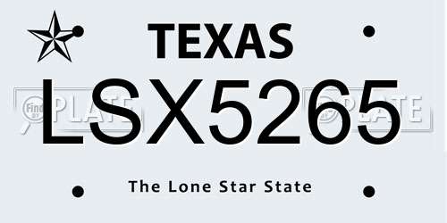 LSX5265 Texas License Plate