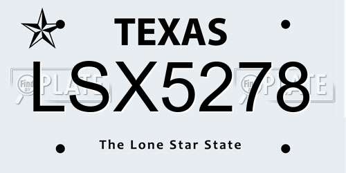 LSX5278 Texas License Plate