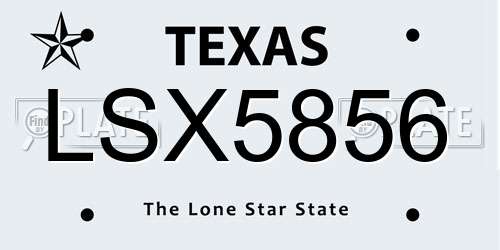 LSX5856 Texas License Plate