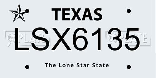 LSX6135 Texas License Plate