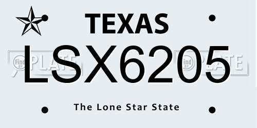 LSX6205 Texas License Plate