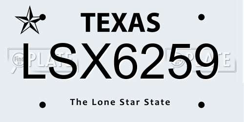 LSX6259 Texas License Plate