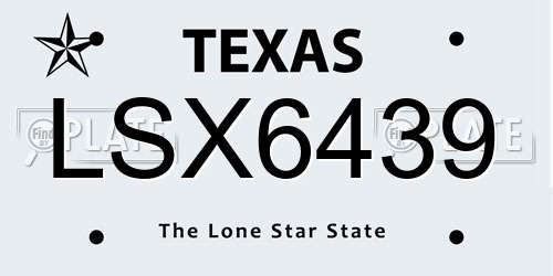 LSX6439 Texas License Plate