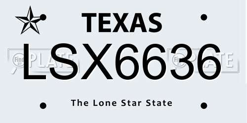 LSX6636 Texas License Plate