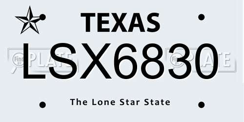 LSX6830 Texas License Plate