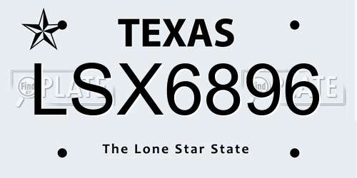 LSX6896 Texas License Plate