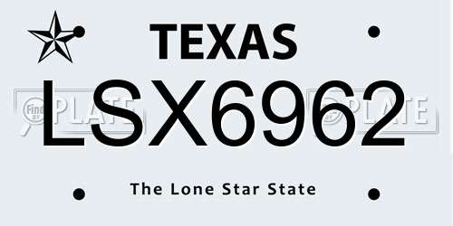 LSX6962 Texas License Plate