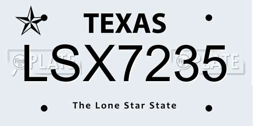 LSX7235 Texas License Plate