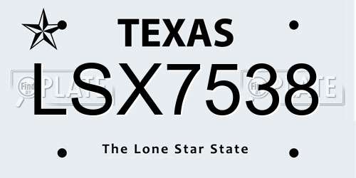 LSX7538 Texas License Plate