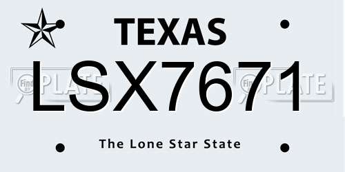 LSX7671 Texas License Plate