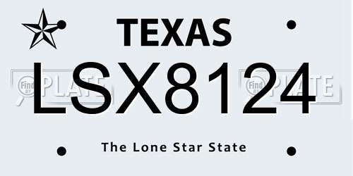 LSX8124 Texas License Plate