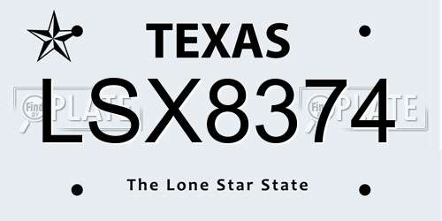 LSX8374 Texas License Plate