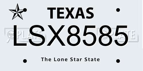LSX8585 Texas License Plate