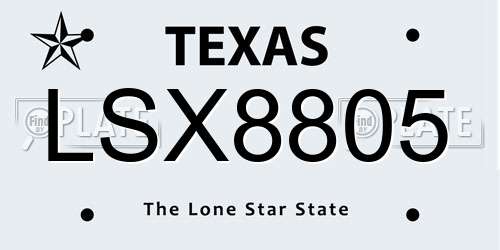 LSX8805 Texas License Plate