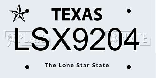 LSX9204 Texas License Plate