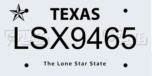LSX9465 Texas License Plate