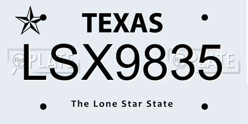 LSX9835 Texas License Plate