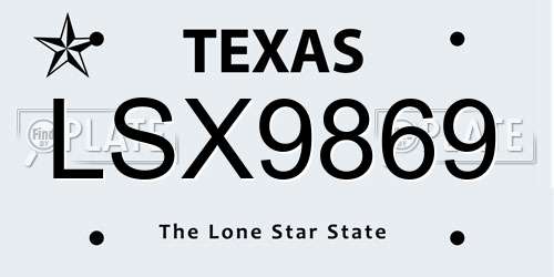 LSX9869 Texas License Plate