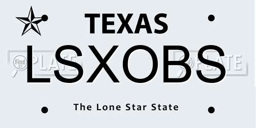 LSXOBS Texas License Plate