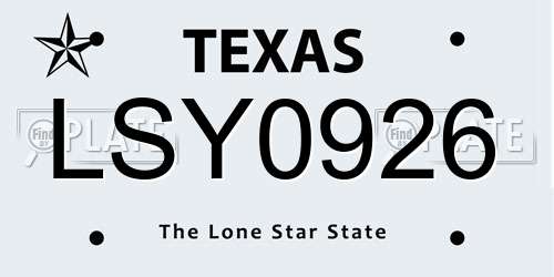 LSY0926 Texas License Plate