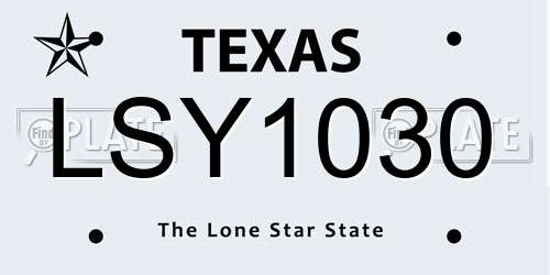 LSY1030 Texas License Plate