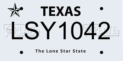 LSY1042 Texas License Plate