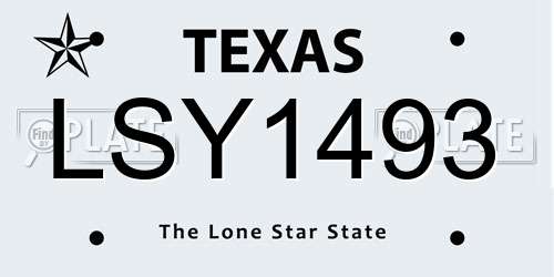 LSY1493 Texas License Plate