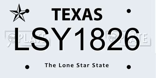 LSY1826 Texas License Plate