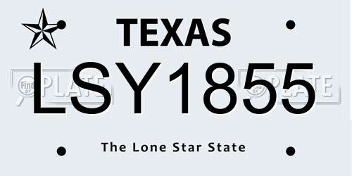 LSY1855 Texas License Plate