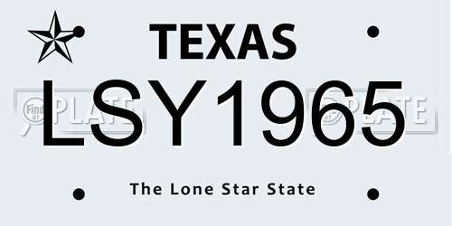 LSY1965 Texas License Plate