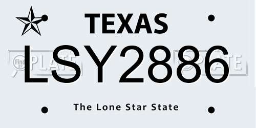 LSY2886 Texas License Plate