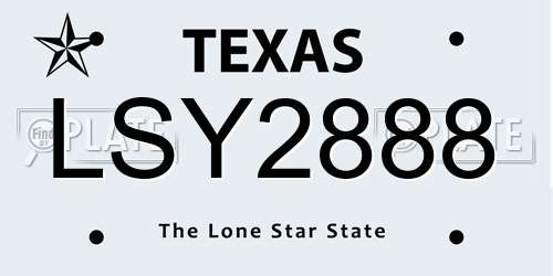 LSY2888 Texas License Plate