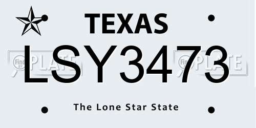 LSY3473 Texas License Plate
