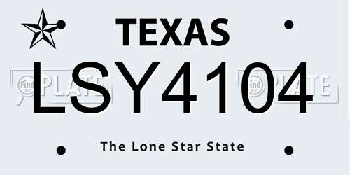 LSY4104 Texas License Plate