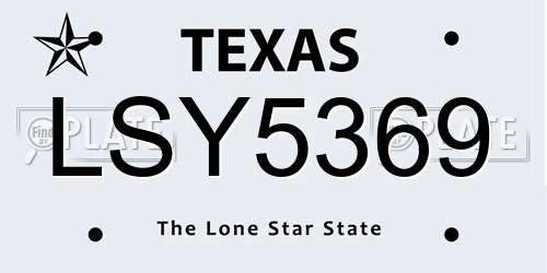 LSY5369 Texas License Plate