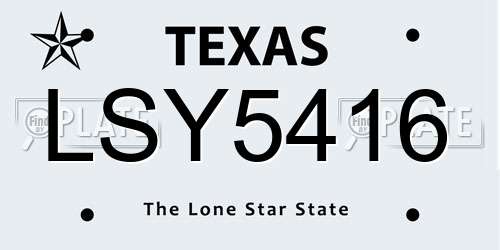 LSY5416 Texas License Plate
