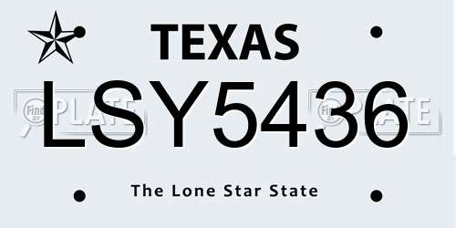 LSY5436 Texas License Plate