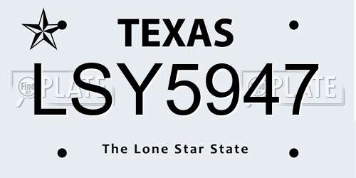 LSY5947 Texas License Plate