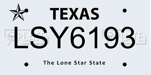 LSY6193 Texas License Plate